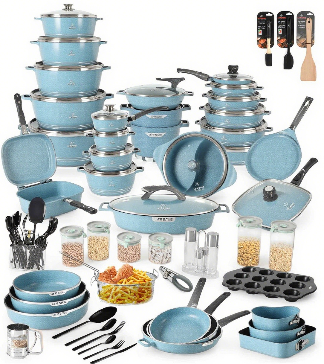 Complete 134 Piece Cooking & Kitchenware Set Premium.