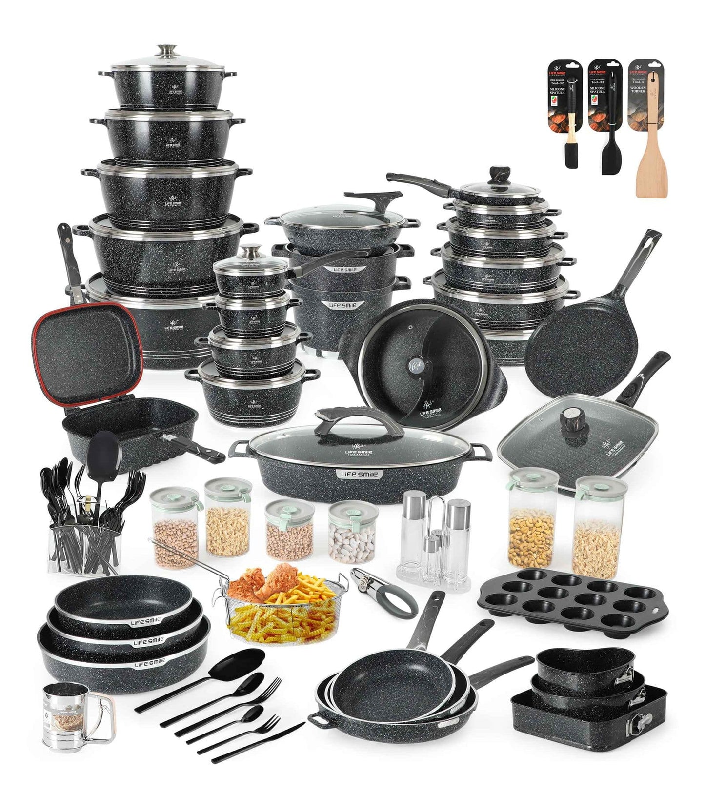 Complete 134 Piece Cooking & Kitchenware Set Premium.